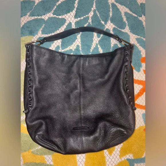 Vince Camuto Axmin Black Pebbled Leather Hobo Bag - Picture 1 of 8